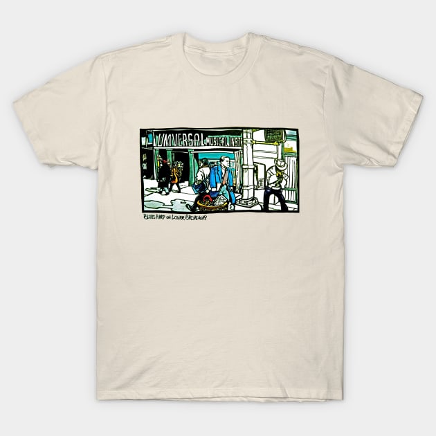 Blues Harp on Lower Broadway T-Shirt by SPINADELIC
